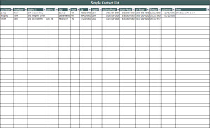 Spreadsheet for Contacts