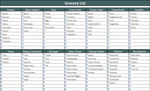 Grocery List Template