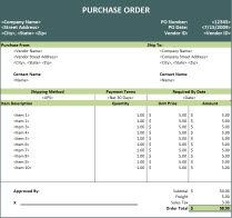 Purchase Order Template Spreadsheet