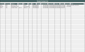 Simple Contact List Spreadsheet